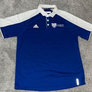 St Andrews University Laurinburg NC Blue Football Team golf polo shirt XL Adidas